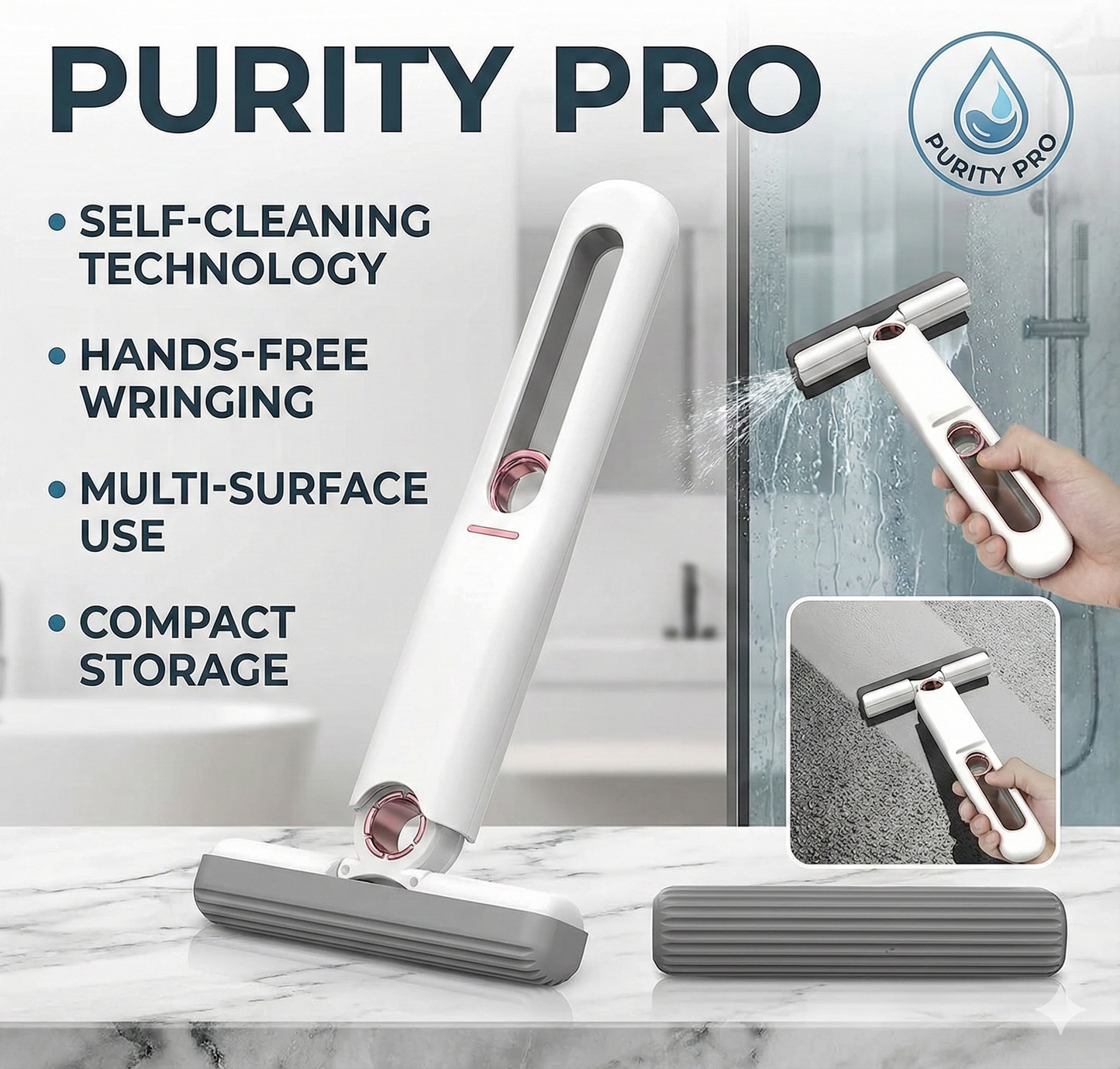 AR PRO™ Portable Mini Squeeze Mop — Hands-Free Self-Wringing Magic Wiper